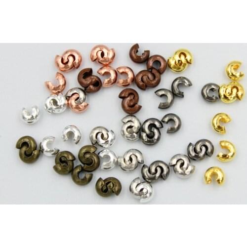 100pcs 3 4 5 6mm Copper Half Round Open Crimp Beads Covers Knot Covers Beads End Tips For Necklace Earring Jewelry Making