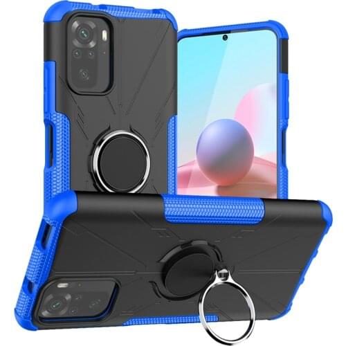 Shockproof Car Holder Case For Xiaomi Redmi Note 10S Redmi Note 10 Pro Max Magnetic Ring Armor Case For Redmi Note 10 Back Cover