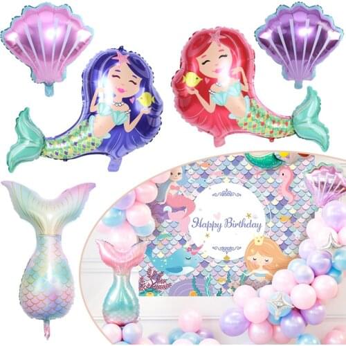 Mermaid Princess Balloons Aluminum Film Balloons Suitable for Birthday Wedding Beach Mermaid Theme Party Background Decorations