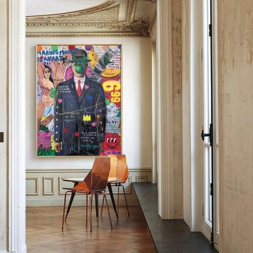 Street Sexy Women Graffiti Art Canvas Painting Gentleman Posters and Portrait Picture Wall Art for Living Room Home Decoration