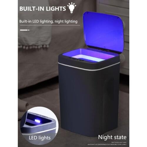 Rubbish Bin,Household USB Charging Smart Trash Can,Automatic Induction Dustbin with Lid,Home Intelligent Garbage for Kitchen