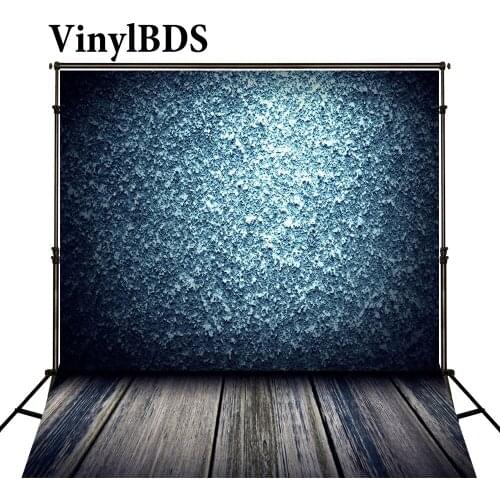 VinylBDS Newborn Baby Photography Background Lights Blue Wall Photography Backdrop Wooden Floor Backdrop For Photo Shoot