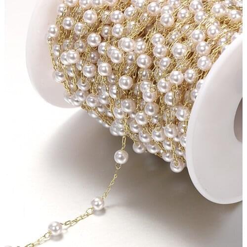 50cm Imitation Pearl Copper Chain Necklace Bracelets Chains for Necklace Bracelet Extension Chain Jewelry Making Components DIY