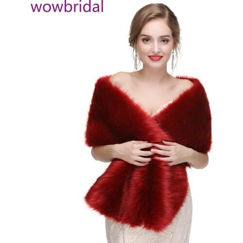 WOWBRIDAL Warm Faux Fur Winter Bridal Cape Wedding Cloaks Party Wraps Jacket Wrap Boleros De Encaje Boleros De Mujer