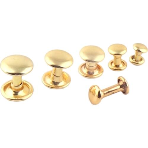 100 sets Gold Double Cap Rivets Double Cap Round Rivet Studs Leather Craft Rivet Fastener Snaps Prong Studs Closures Fasteners
