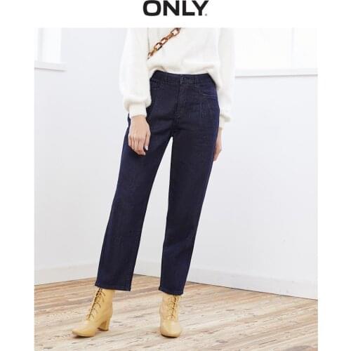 ONLY summer new fashion dark blue straight tube loose nine points old pants jeans women|119449563