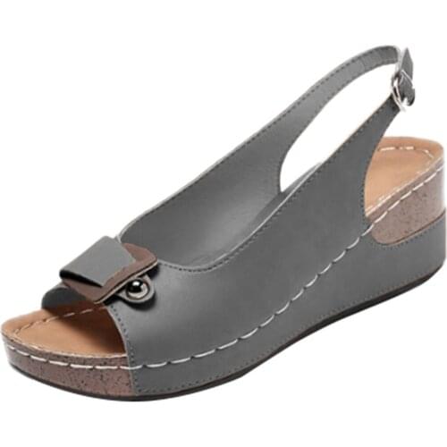 Summer Fashion Women Wear Open Toe Fish Mouth Slope Heel Breathable Single Shoe Buckle Strap Fashion Woman New Peep Toe Female