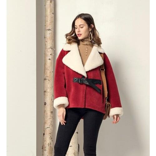 2020 Wool Coat Women Winter Sheep Shearing Jacket Korean Plus Size Wool Fur Coats Female Outerwear Manteau Femme Hiver F2605