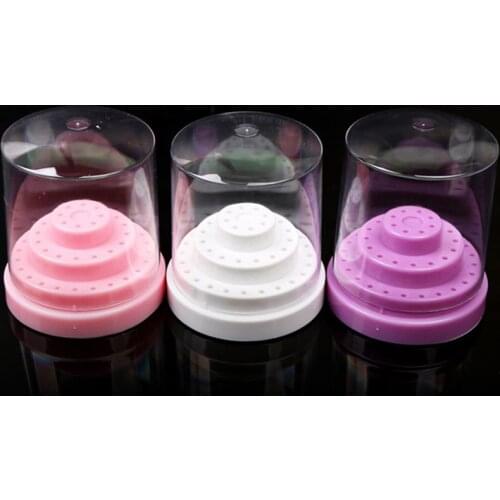 1Pcs 48 Holes Nail Drill Bits Holder Display Standing With Clear Storage Box Nail Tool Accessories