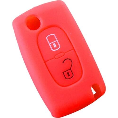 1pc for PEUGEOT 207 307 308 407 408 for Citroen C3 C4 C4L C5 C6 2 Buttons Car Silicone Key Case Cover Car Key Protector Shell