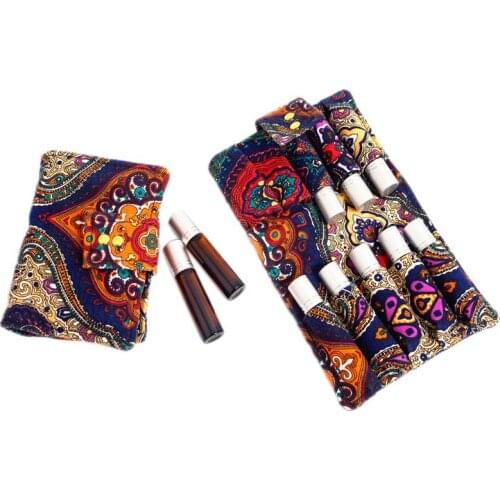 10 PCS/Pack 10ml Rolling Bottle Essential Oil Bag Storage Box Canvas Case Essential Oil Storage Bags For Easy Travel Carrying