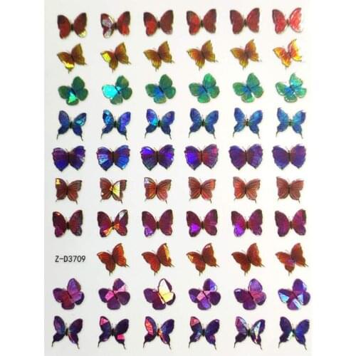 10PCS3D New Colorful Butterfly Nail Sticker Pink Yellow Red Nail Art Transfer Adhesive Nail Art Decoration Accessories Decal Sti