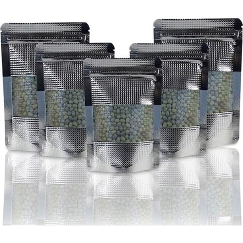 1000Pcs Silver with Window Stand Up Aluminum Foil Lines Self Seal Food Storage Doypack Coffee Tea Snack Party Pouch Bag
