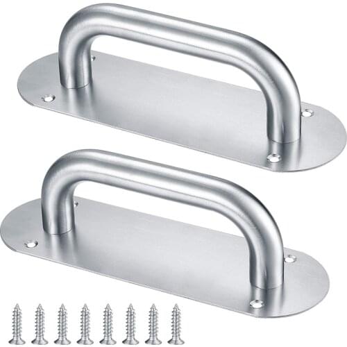 2PCS Silver Door Pull Handle Aluminium Alloy Heavy Duty Pull Handles for Gate Cabinet Cupboard Barn Shed Door Handles