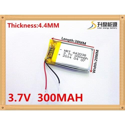 3.7V,300mAH,[442038] Polymer lithium ion / Li-ion battery for voice recorder pen,smartband,smart watch;bluetooth,mp3