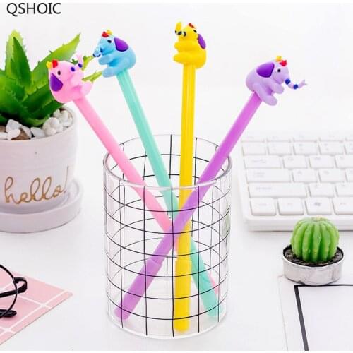 36 Pcs/Lot Cute Elephant Gel Pens 0.5mm Roller Ball Pen Black Color Refill Stationery Office Accessories School Supplies