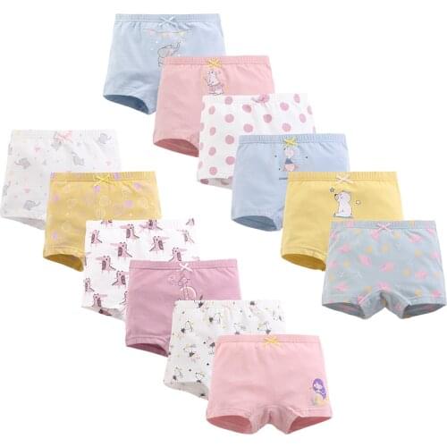 4 Pcs Pure Cotton Soft Children Underwear Girls Pink Panties Cartoon Pattern Kids Boxer Briefs Child Girl Pants 2-12 Years