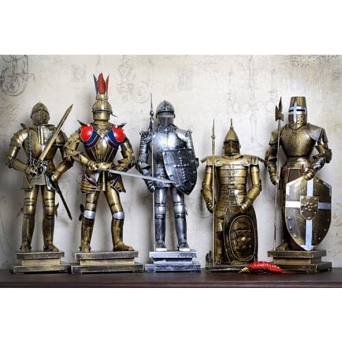 5PCS #Large Christmas GIFT TOP COOL fashion office home shop bar decorative art Retro Iron Roman armor shield Warrior art statue