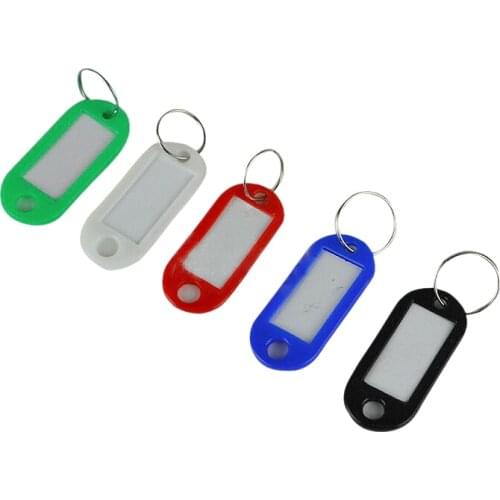 50 in 1 Assorted Color Plastic Key ID Label Name Card Tags Keychains Keyrings