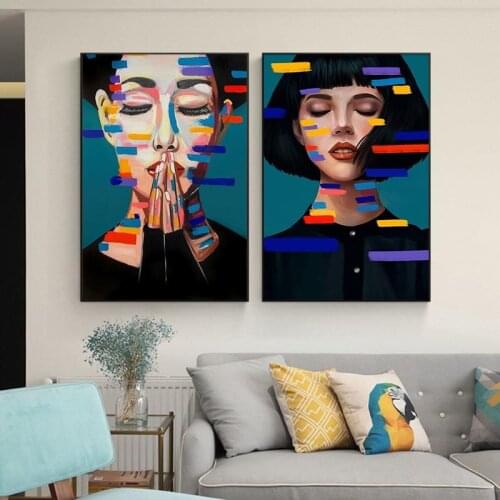 Abstract Girl Oil Paintings Print on Canvas Nordic Style Griffiti Art Posters and Prints Wall Art Pictures Home Cuadros Pictures