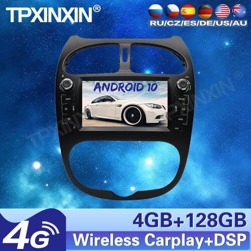 4+128G For Peugeot 206 2000-2016 Android Car Radio Stereo Tape recordr Multimedia video player GPS Navigation HeadUnit Carplay