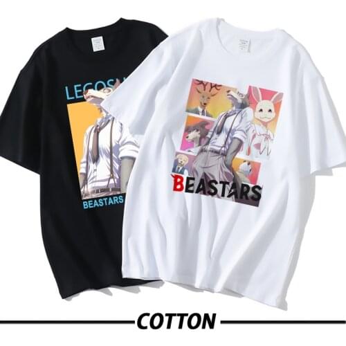 Beastars Tshirt Cotton Animal Wolf Legoshi T-shirt Anime Manga Round Neck Short-Sleeve T Shirt Women Men Clothes Graphic Tee