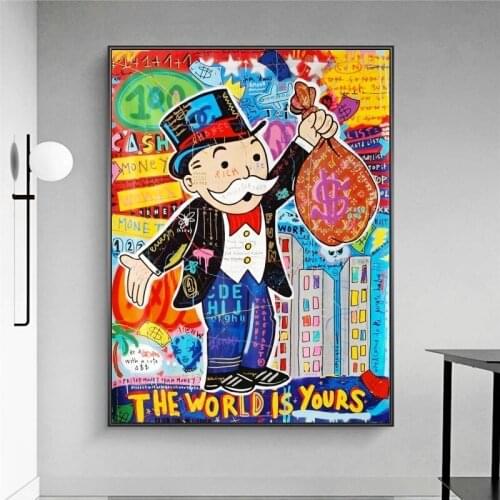 Alec Monopoly Money Canvas Art Posters and Prints Graffiti Art Rich Man Paintings on The Wall Modern Wall Picture for Home Decor