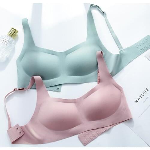 Elifashion Women Underwear No Trace No Steel Ring One Piece Vest-style Bra Big Breasts Gathered Pure Color Bra And Briefs Set