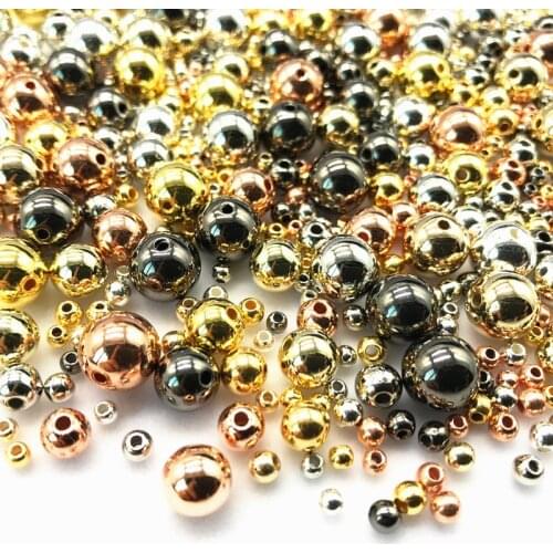 Wholesale 3/4/6/8/10/12mm 30-500pcs Gold/Gun-Metal Plated CCB Round Seed Spacer Beads For Jewelry making DIY