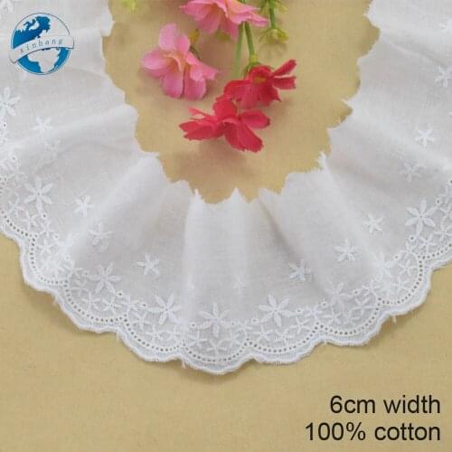 6cm width 100% cotton embroidery lace french lace ribbon fabric guipure diy trims warp knitting sewing Accessories#3232