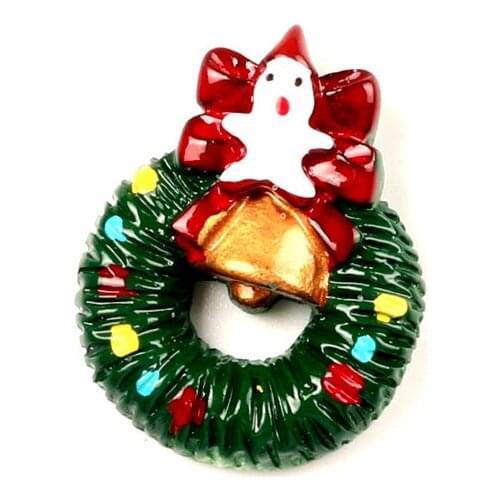 LF 10Pcs Resin Christmas Wreath Patch Decoration Crafts Flatback Cabochon Embellishments For Scrapbooking Diy Accessories