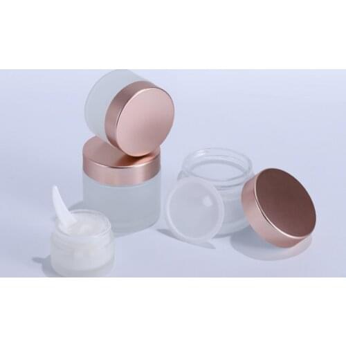 5-100ml RoseGold Metal lid Frosted Glass Face/Hand/body Cream Mask Lotion Milk Jar Pots Bottle Refill Container Cosmetic Bottle