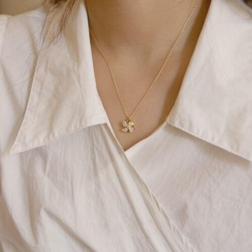 Fashion Jewelry Windmill Pendant Necklace 2021 New Design High Quality Shiny Crystal Chain Necklace For Girl Fine Accessories