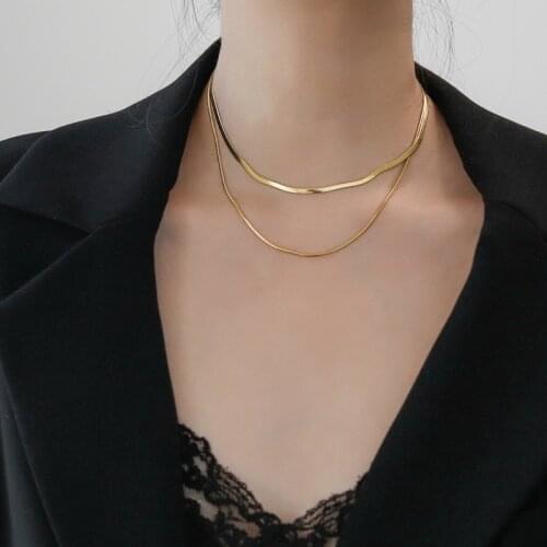 YUN RUO 2020 Fashion 14 K Gold Color Double Layer Snake Chain Choker Necklace 316 L Titanium Steel Jewelry Woman Gift Never Fade