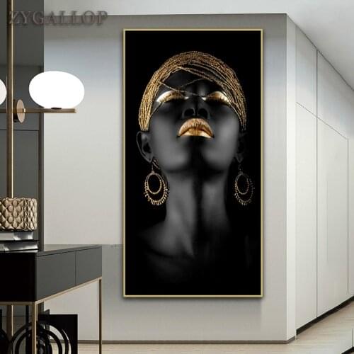 Black Woman Canvas Painting Posters and Prints Scandinavian Wall Art Pictures Living Room Decor Modern Large Paintings No Frame