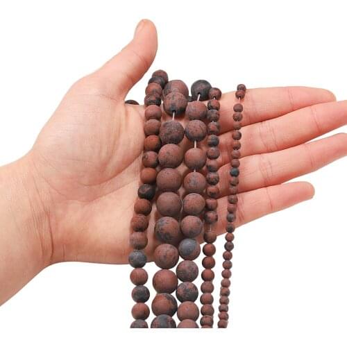 Natural Stone Mahagony Golden Swan Dull Polish Matte Round Loose Spacer Beads For Jewelry Making DIY Bracelet 1Strand 4 8 12mm