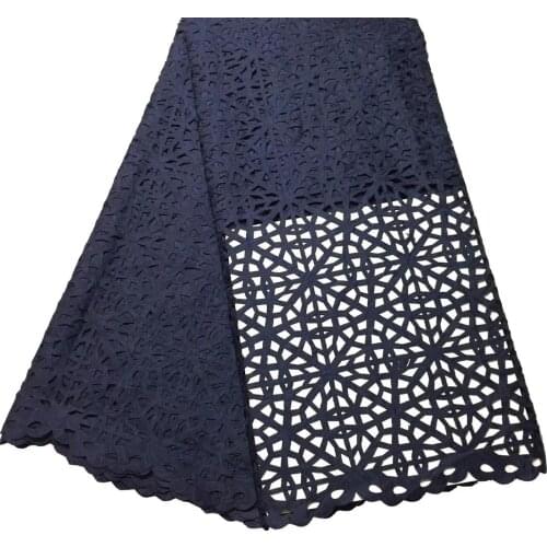 Navy blue Embroidered African Lace Fabric For Nigerian Wedding Dress,Water Soluble Lace Guipure Cord Lace Fabric YLL3155