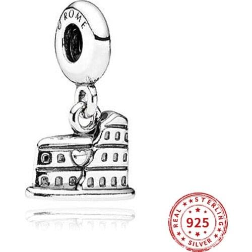 Original Real 925 Sterling Silver Color Beads Charm Rome Dangle Charm Fit Pan Bracelet For Women DIY Jewelry