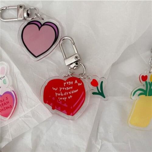 Airpods Pendant Decorative Accessories Key Management Cute Tulip Cherry Key Chain Pencil Case Heart-shaped Key Chain