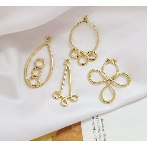 European American retro style alloy hollow simple geometric shape pendant diy handmade jewelry earrings accessories materials