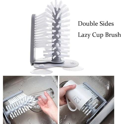 2019 Best Selling Products Suction Wall Lazy Cup Brush Glass Cleaning Brush Kitchen Rotating Water Cup Cleaner Cup Washer Brush