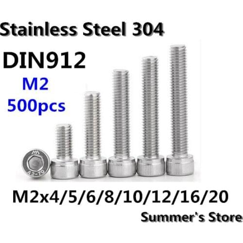 Stainless Steel Hex Socket Head Cap M2*4/5/6/8mm screw M2*10/12/16/20mm