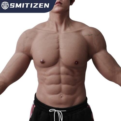 Smitizen Silicone Muscle Suit with Arms for Cosplay Costumes Muscular Fake Chest Gay Suit False Belly Realistic Artificial Chest