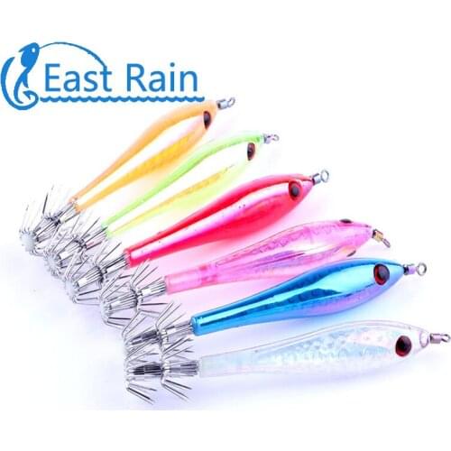 East Rain 9.5cm 6g 5pcs/lot Luminous lure fluorescent wood shrimp squid jig for squid fishing Fluorescent insect Night Fishing