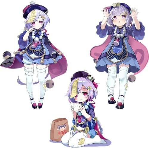 Three Ratels CA74 Genshin Impact QIQI Lovely cartoon girl for gabinete gamer Super Staffie decal on Wall Fridge Toilet car bike