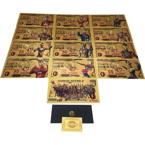We Have More Manga Japanese U-l-t-r-a-man Monster Fighter Hero Anime 10000 Yen Gold Banknotes for Souvenir Gifts and Collection
