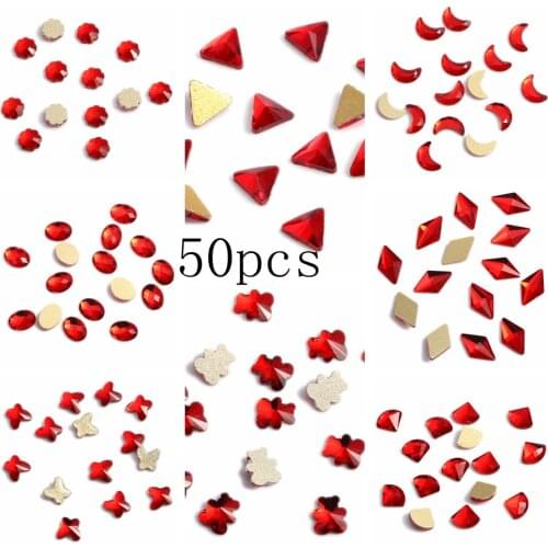 Nail Art Decorations 50pcs Glass Rhinestone Flatback Nail Stickers DIY Craft Art Charm Stones