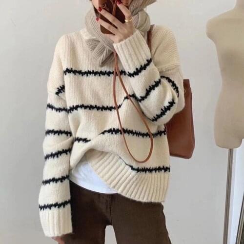 Oversized Women Warm Casual Sweaters New Arrival 2021 Autumn Winter Simple Style Loose Female Thick Knitted Pullovers W532