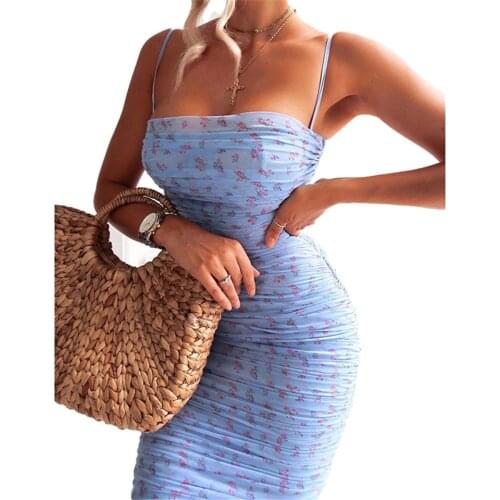Floral Print Dress Women Sexy Chic Women Long Dresses Strap Backless Elegant 2021 Summer Midi Dress Clothes Vestido Feminino