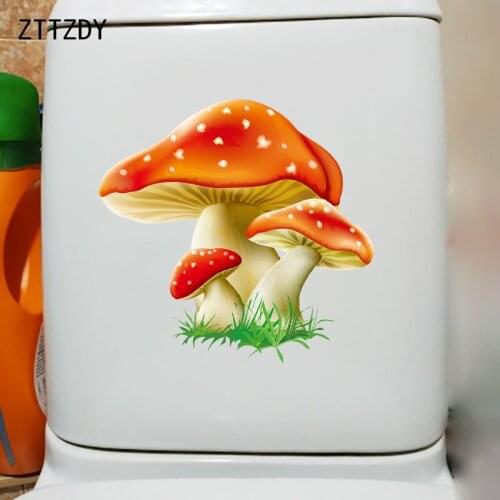 ZTTZDY 22.6×21.9CM Beautiful Colorful Mushrooms Toilet WC Accessories Creative Cartoon Wall Stickers T6-0132
